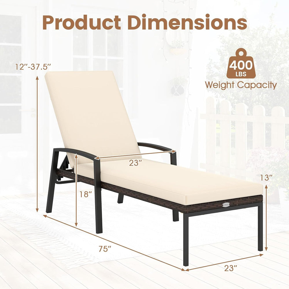 Tangkula Set of 2 Patio Furniture Outdoor Rattan Wicker Lounge Chair Set Adju...