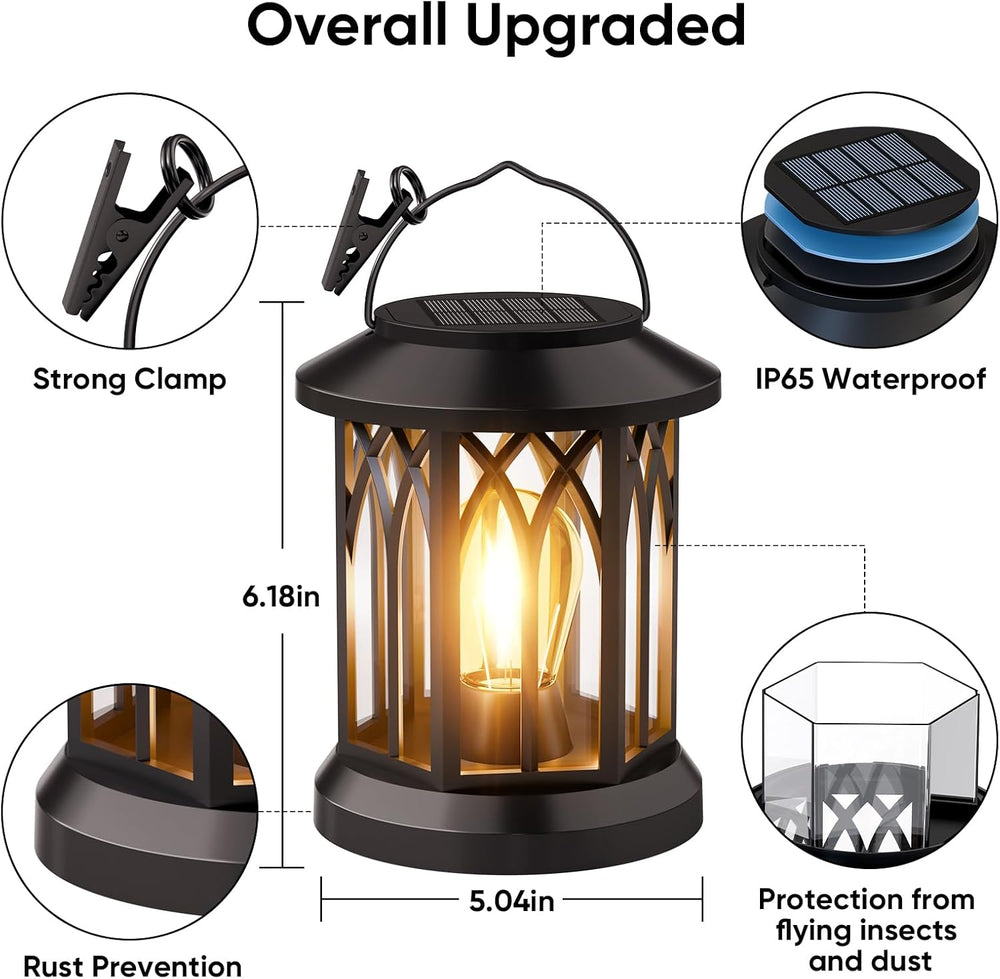 Solar Lanterns Outdoor Waterproof 4-Pack: Hanging Lantern Accent Warm Light
