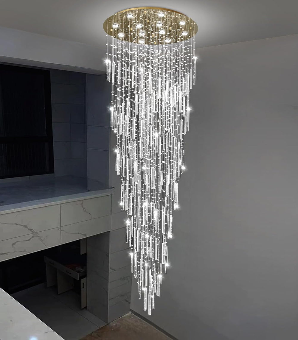 98'' Modern Crystal Chandelier High Ceiling Chandeliers for Entryway ...