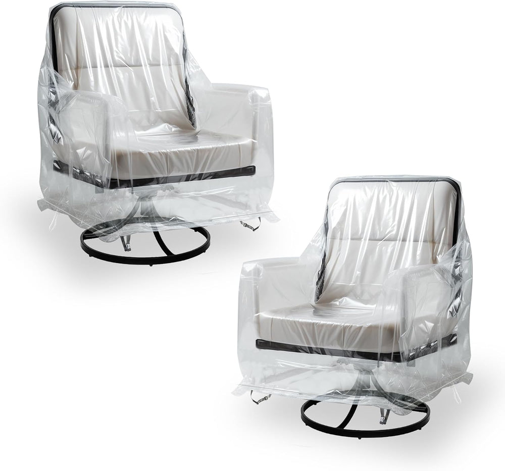 2 Pack Clear PVC Patio Swivel Chair Covers, Waterproof, 33 x 35 x 38.5 In