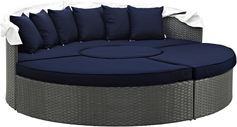 Modway Sojourn Outdoor Patio Sunbrella Sectional Daybed with Canopy in Canvas...