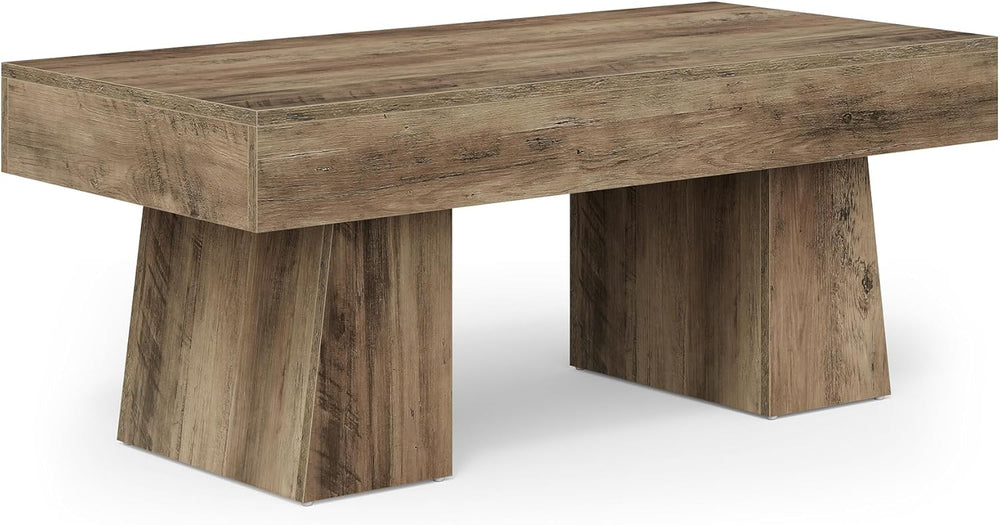 LITTLE TREE Farmhouse Coffee Table, 47 Inches Wooden Rectangular Accent Cente...