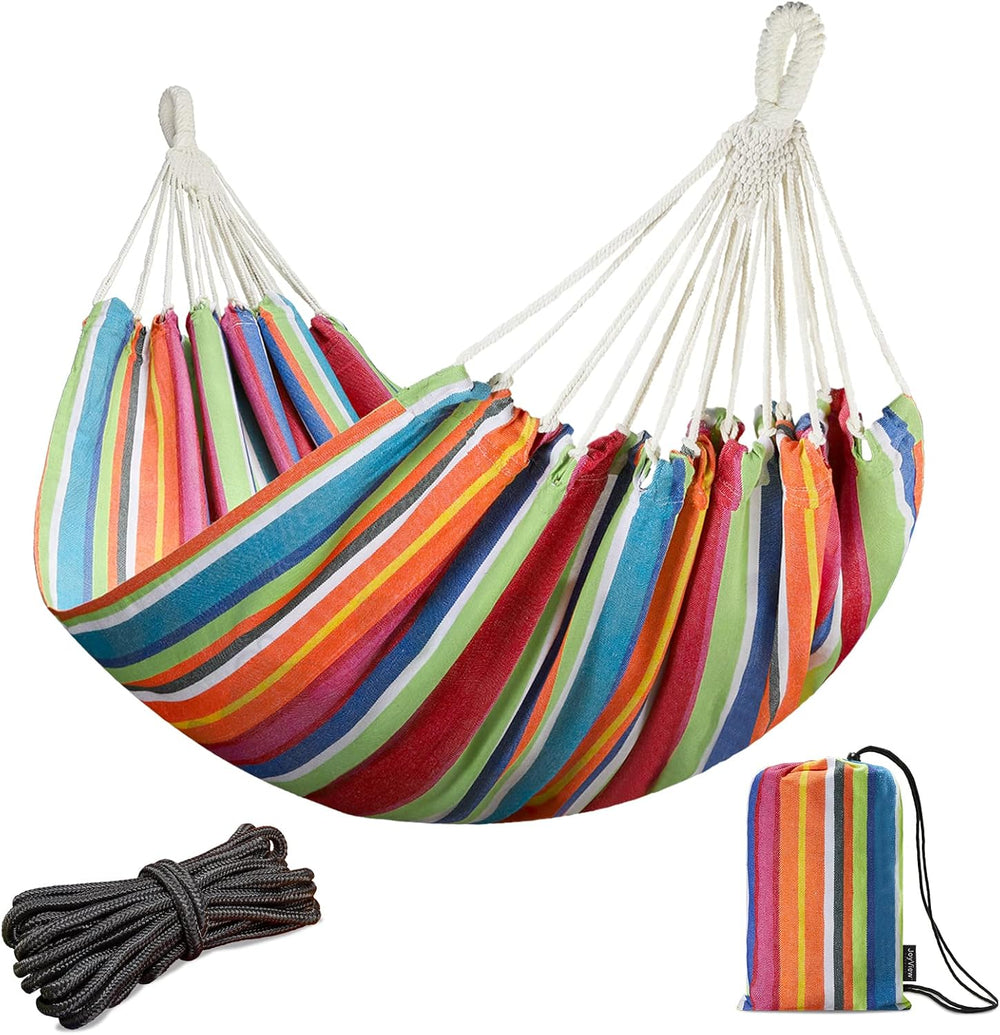 JoyView Brazilian Double Hammock with Hanging Ropes Extra Large 86.6x59” Port...