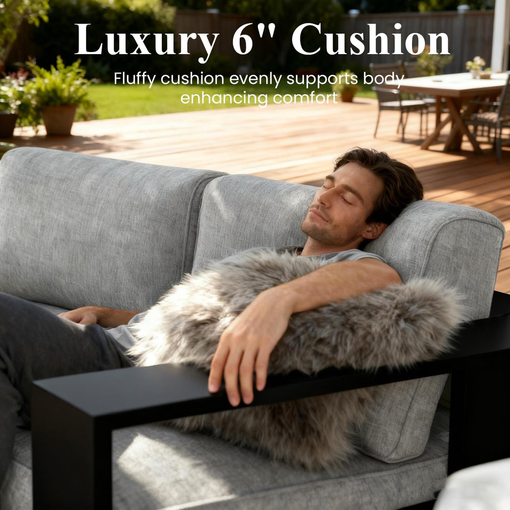LayinSun 5 Piece Oversized Aluminum Outdoor Furniture Set with Coffee Table