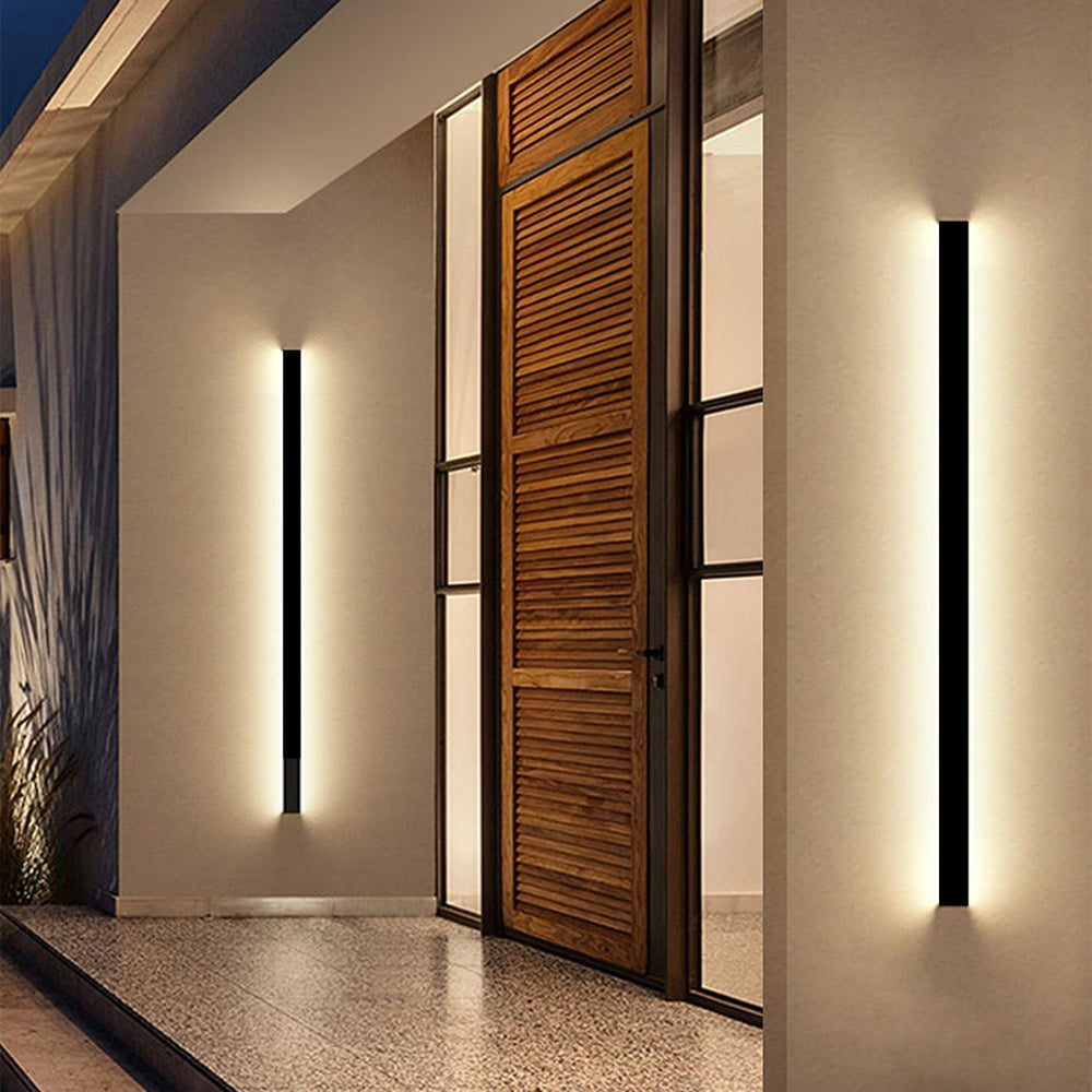 Modern Outdoor Lights - 47.3inch Outdoor Exterior Linear Sconce Black Patio W...