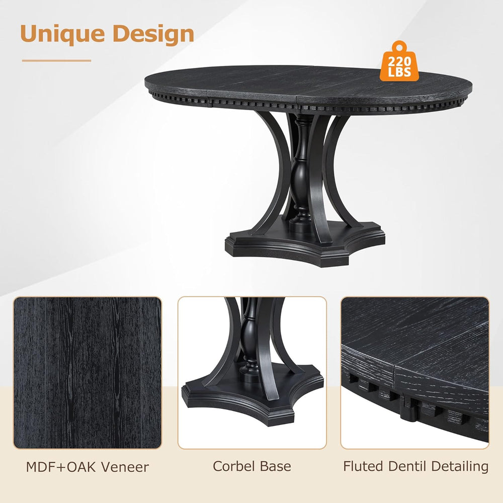 LUMISOL Extendable Round Dining Table Set for 4-6, 42"-58" Round to...