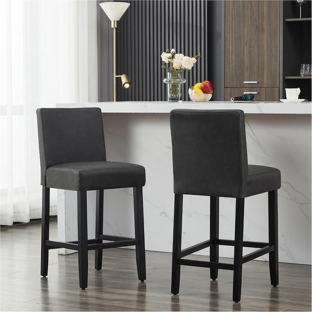 Bar Stools Set of 2, 26'' Counter Height Bar Stools, Black