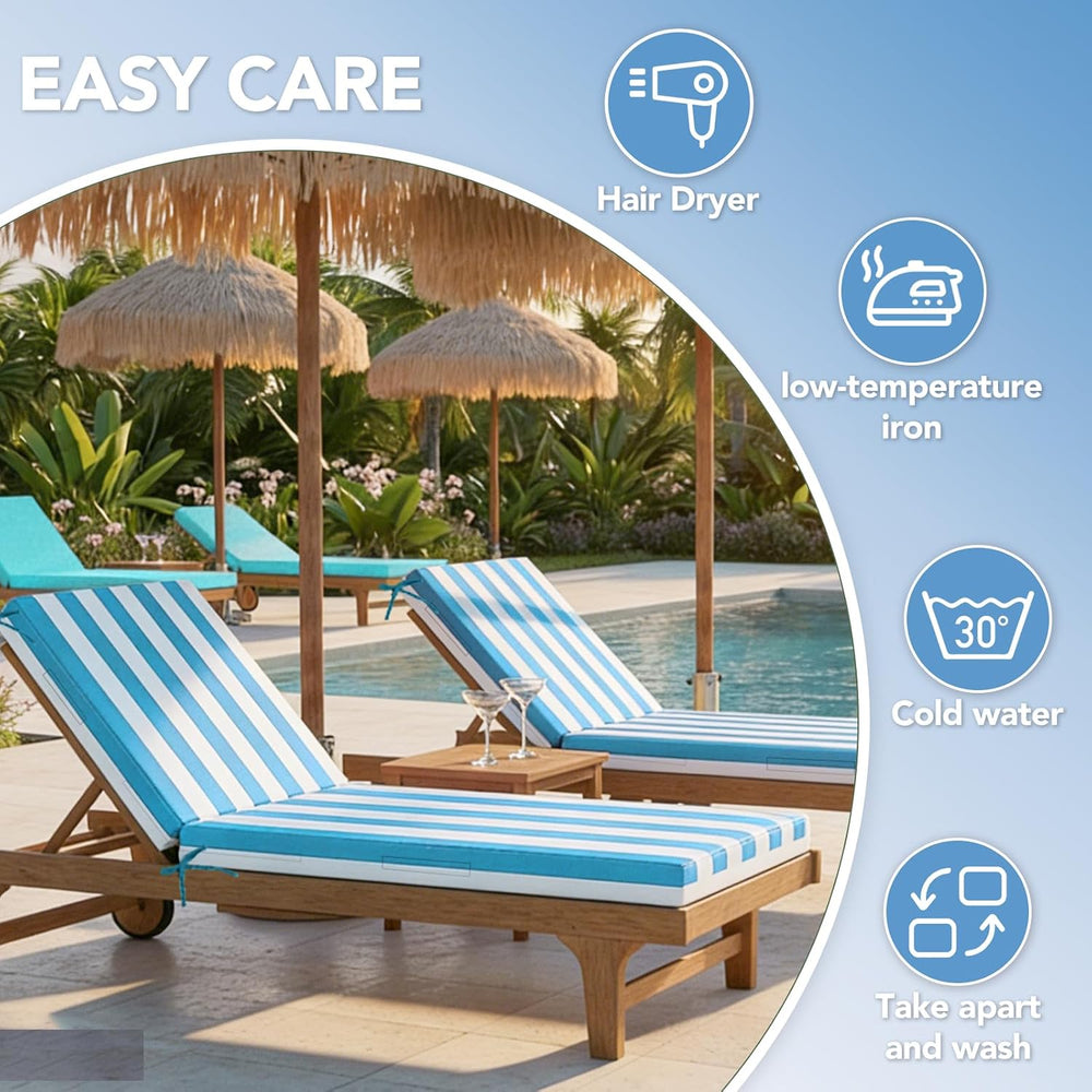L'AGRATY Chaise Lounge Chair Waterproof Cushion Outdoor for Pool Lawn Deck