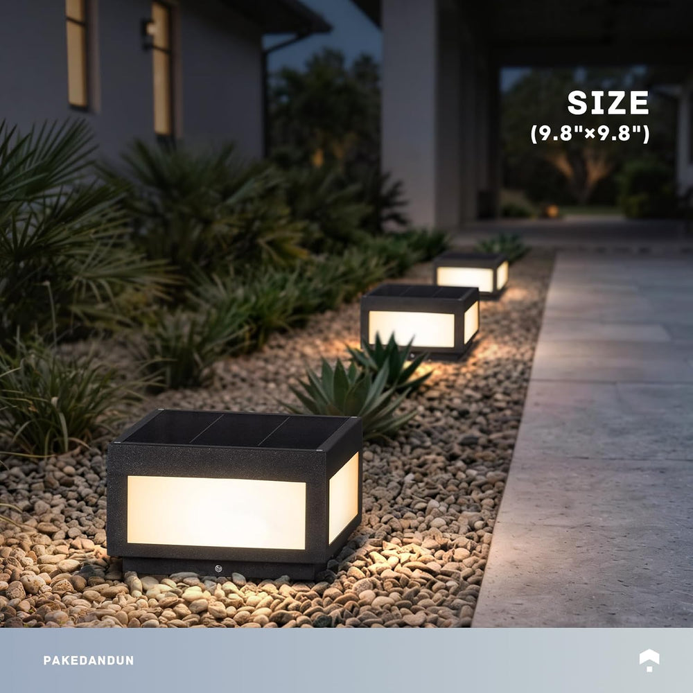 Solar Post Lights Outdoor, 9.84" Solar Pillar Lights Outdoor