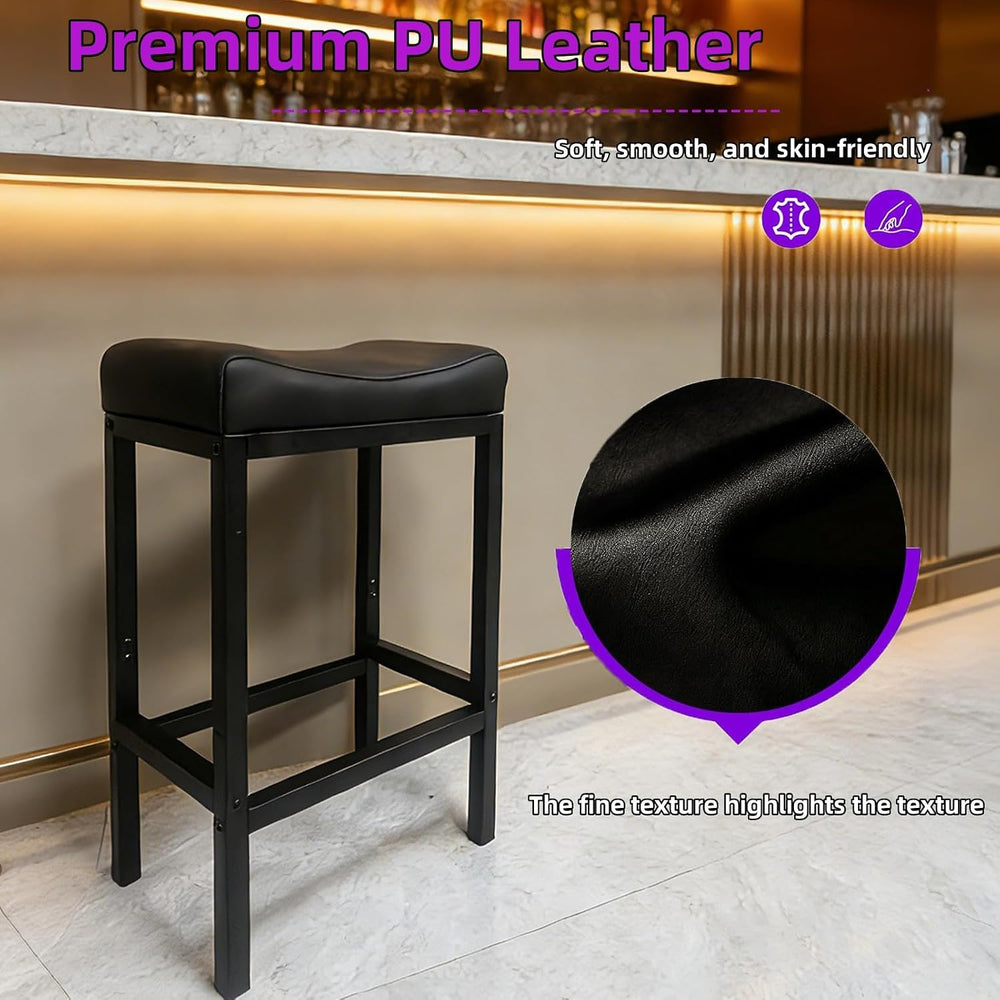 Bar Stools Set of 2, 30 Inch Backless Counter Height Bar Stools with Soft Fau...