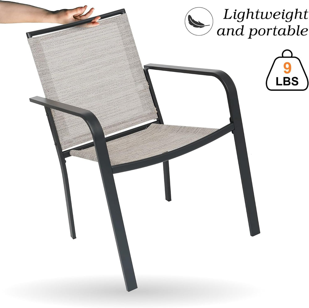 Anmutig Outdoor Bistro Set for 2, Stackable Chairs & Square Table, Beige