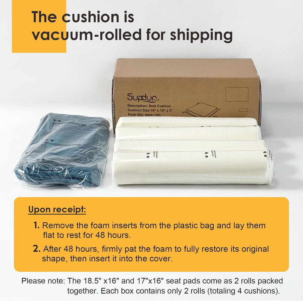 Outdoor Square Corner Seat Cushion, 18.5"x16"x3", Set of 4, No...