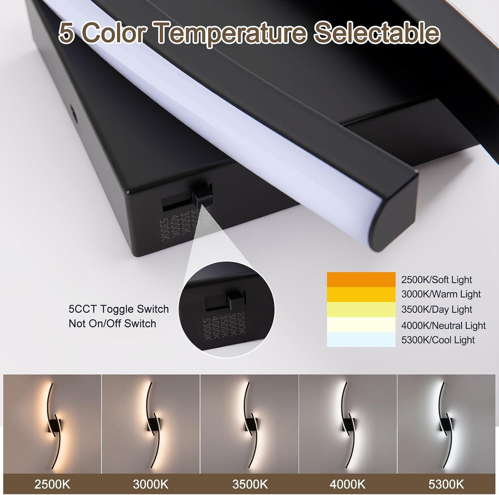 Hardwired 3000~6000K Modern Wall Sconce, 31.5IN Black LED Wall Light Fixtures...