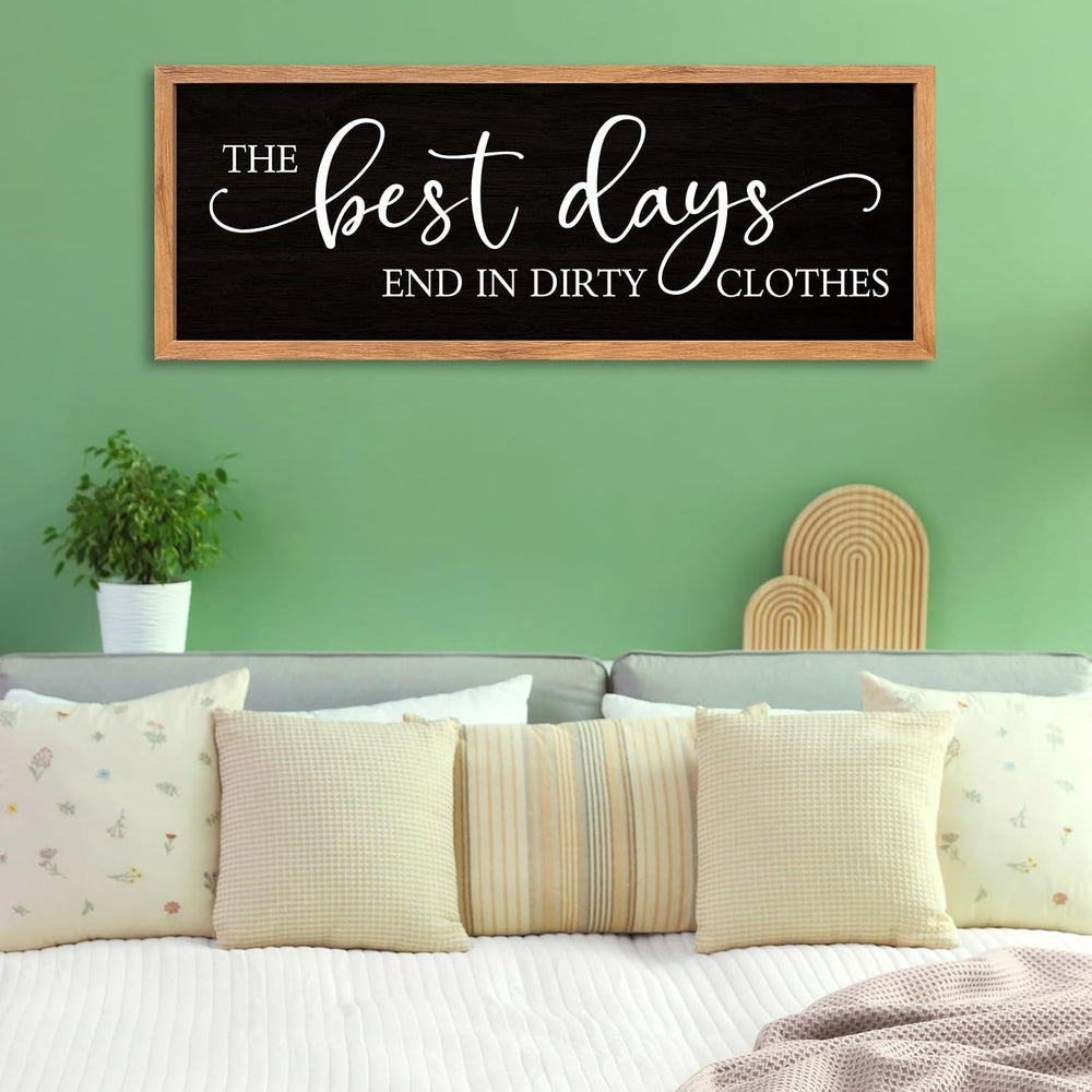AuraPeak Laundry Room Decor Wall Art, Wood Black, 40"×15"