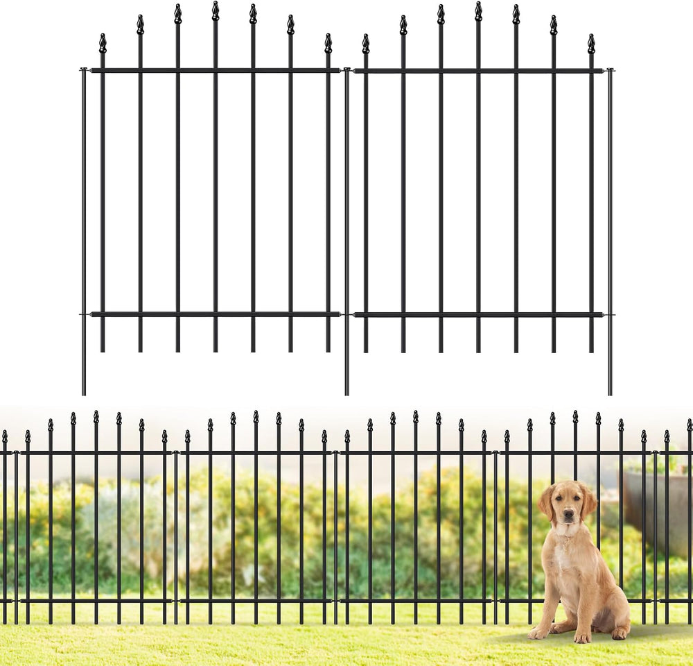 32” x 12’ No-Dig Metal Garden Fence with Stakes, Panels Fencing for Dogs