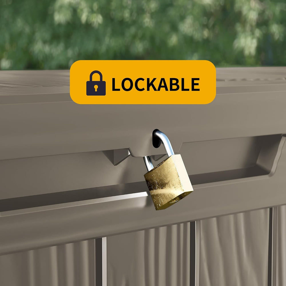 270 Gallon Outdoor Storage Box Patio Deck Box Waterproof, Resin Lockable Outs...