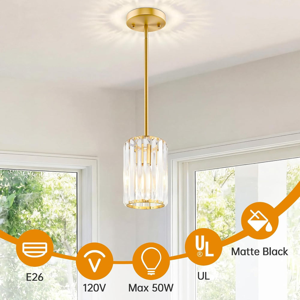 Gold Pendant Light, Modern Crystal Pendant Lights Kitchen Island, Kitchen Isl...