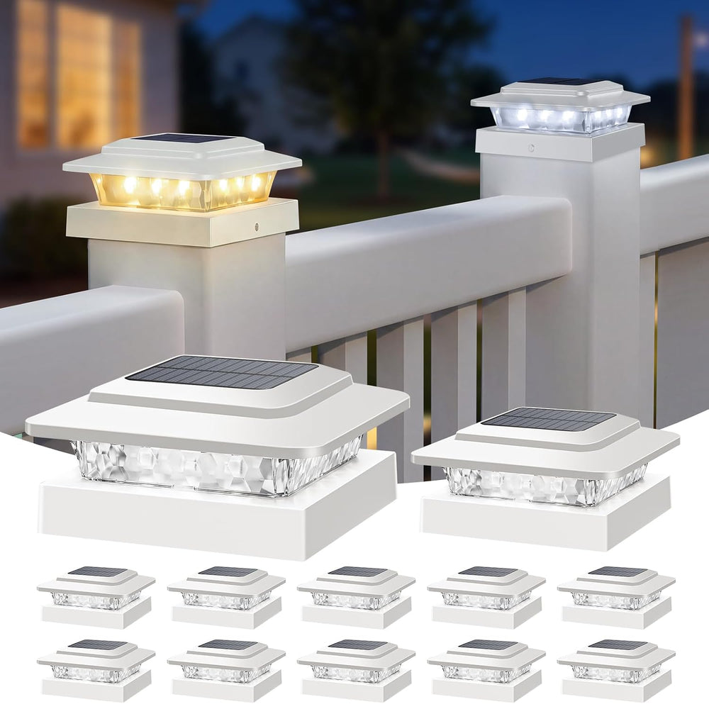 kolpop 4x4 Solar Post Cap Lights Outdoor 12Pack- 3 Color Temperatures&2 L...