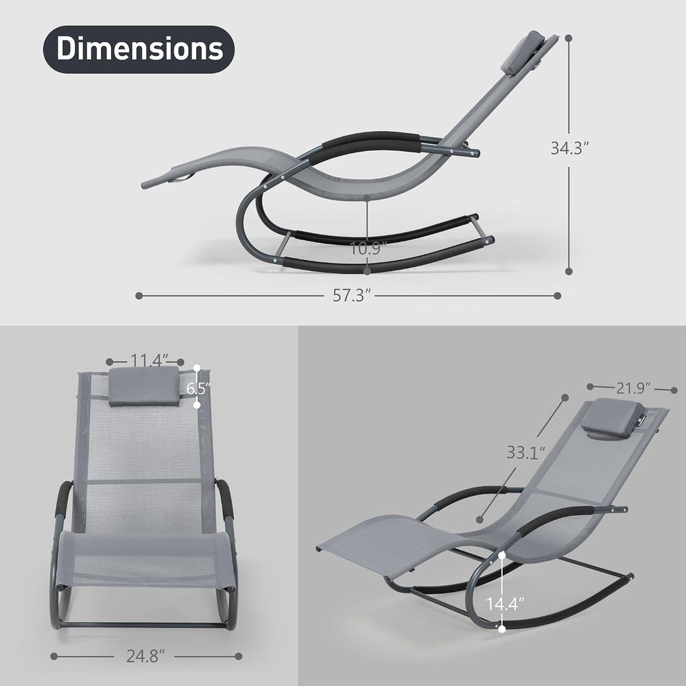 Outdoor Lounge Chair with Pillow, Pool Lounger, Grayish Blue