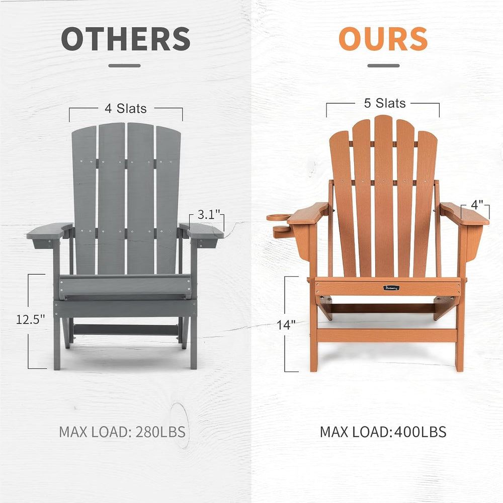 FUNBERRY Oversized Folding Adirondack Chair Set of 2, Fire Pit Chair 400LBS