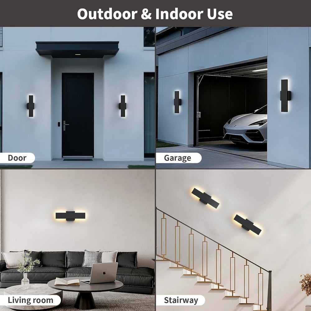 2 Pack LED Modern Outdoor Wall Lights Dimmable 3-Color Temperature 15.7in Ext...