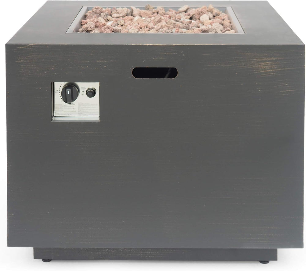 Christopher Knight Home Solomon Outdoor 33-Inch Square Fire Pit, Brushed Brown
