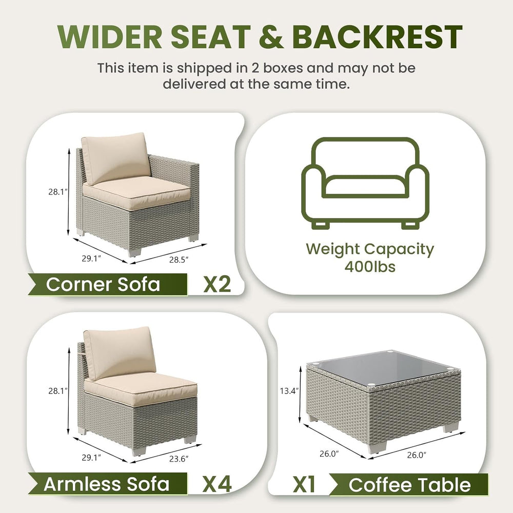 7 Pieces Outdoor Patio Furniture Set, Outdoor Sectional Furniture Set, All-We...