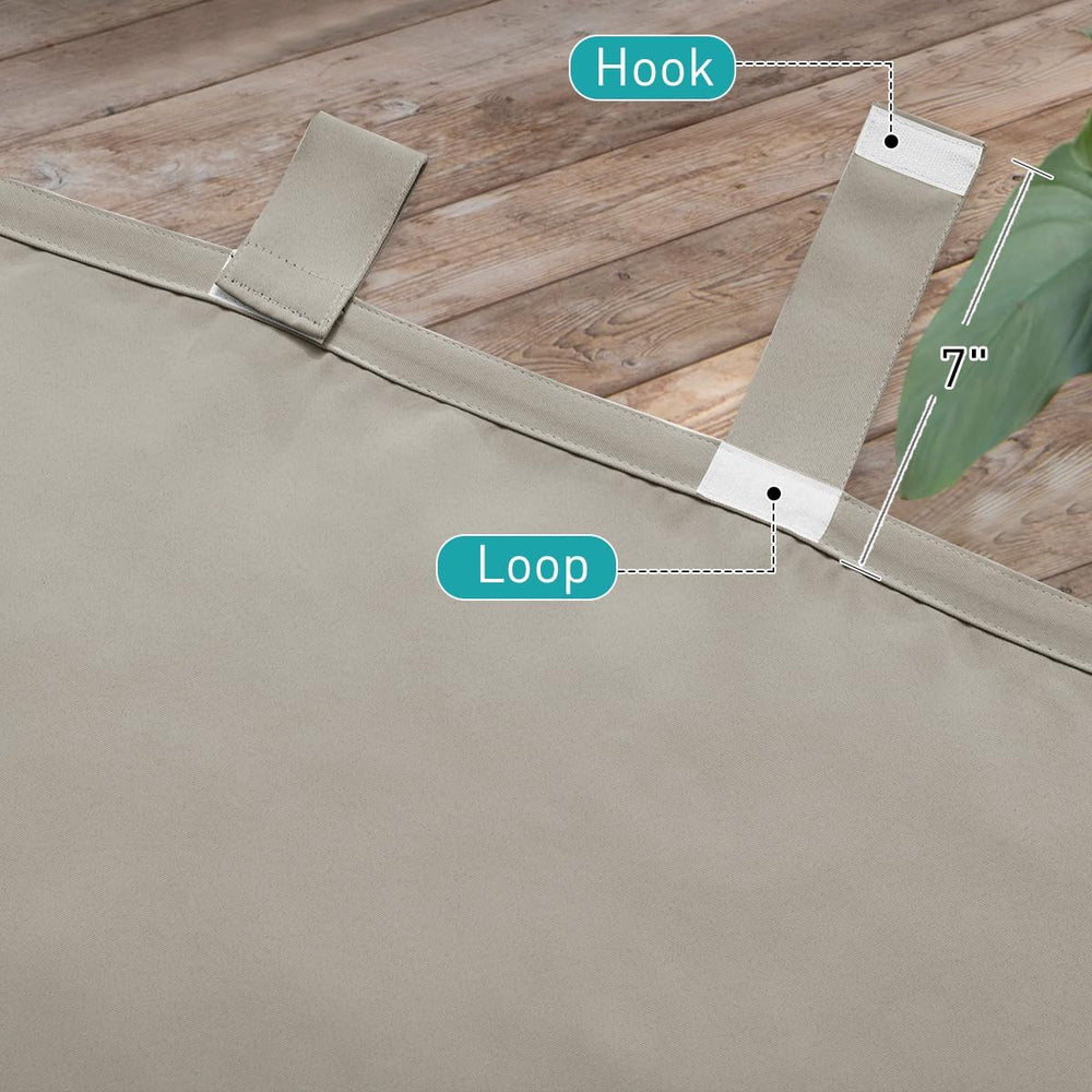 NICETOWN 2 Panels Natural Outdoor Patio Curtainss Waterproof, Detachable Stic...