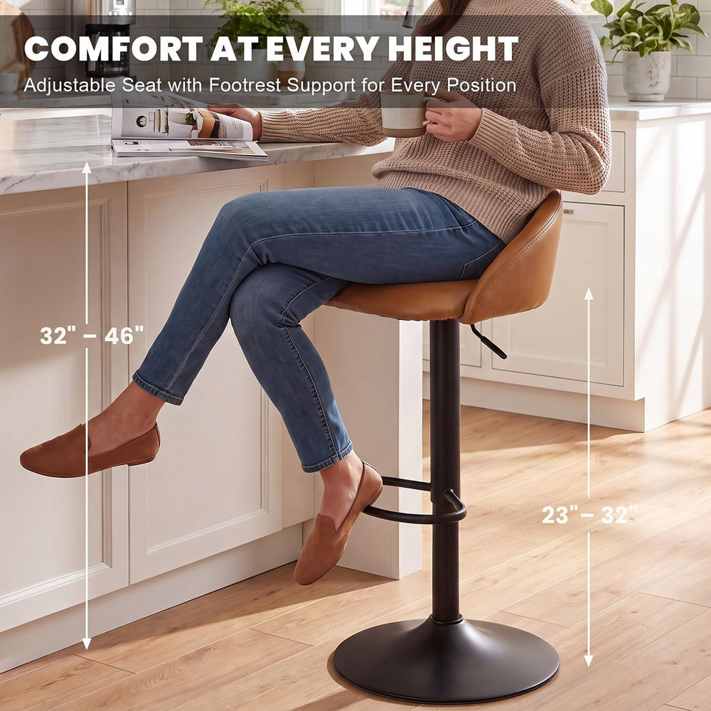 YOUNUOKE Bar Stools Set of 2 Modern Swivel Bar Stools, Brown