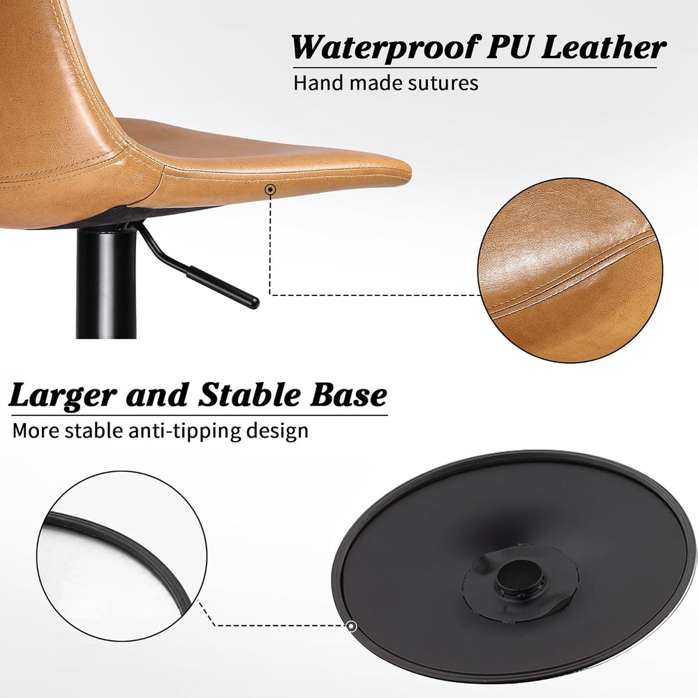Waleaf Adjustable Bar Stools Set of 4, Modern Faux Leather Swivel Barstools
