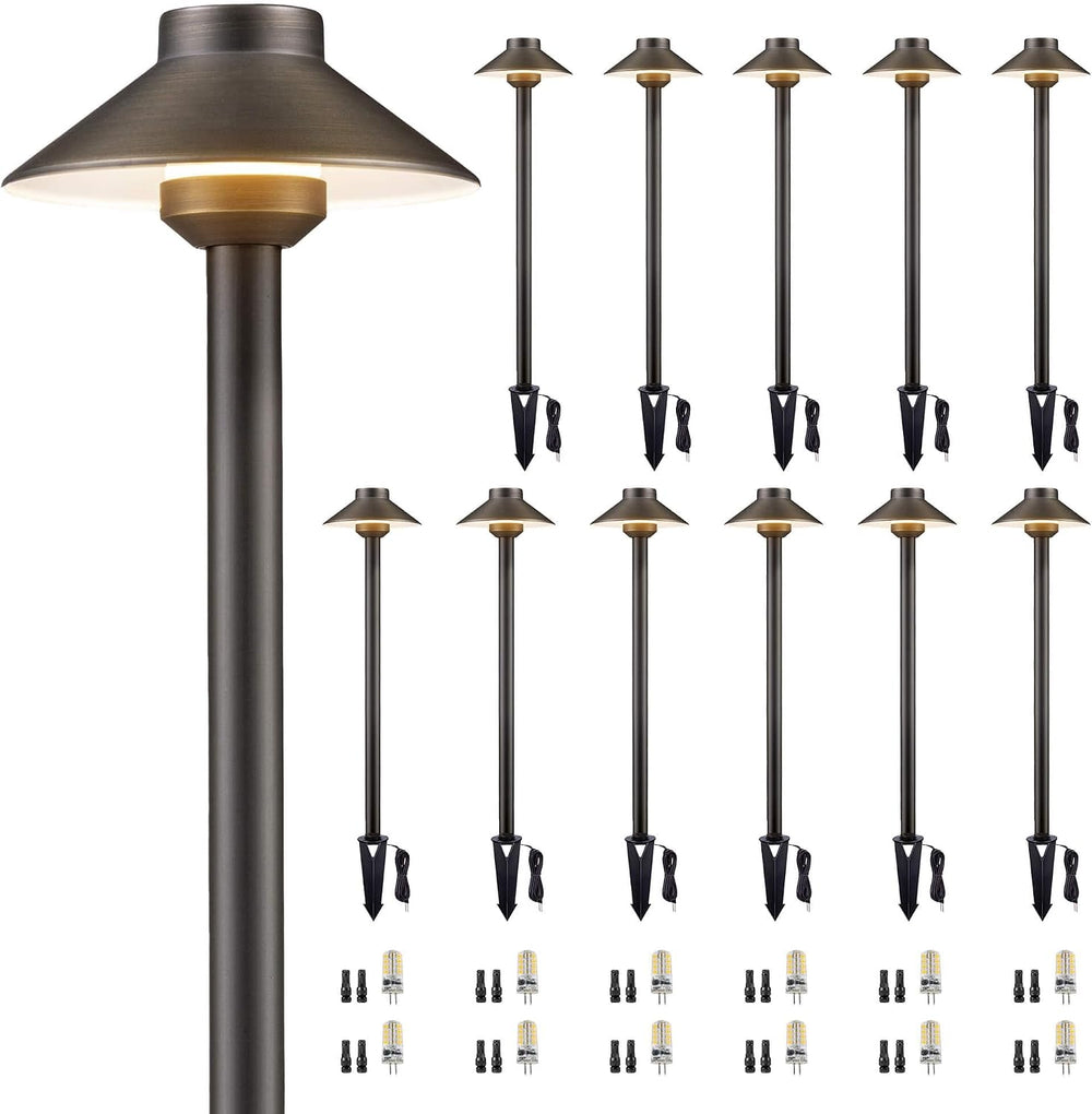 Gardenreet Solid Brass Pathway Light - 12v Landscape Path Lights Outdoor Wate...