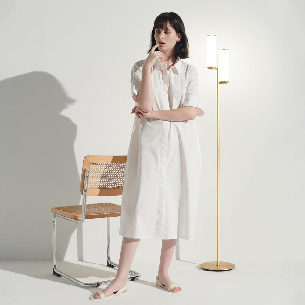 Brightech Gemini Dimmable Floor Lamp with Two Lights - Modern Tall Tree Lamp ...