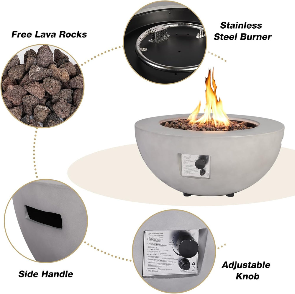 2-Piece Outdoor Propane Fire Pit Table Set w/Tank Cover Table, 31.5-inch 50,0...