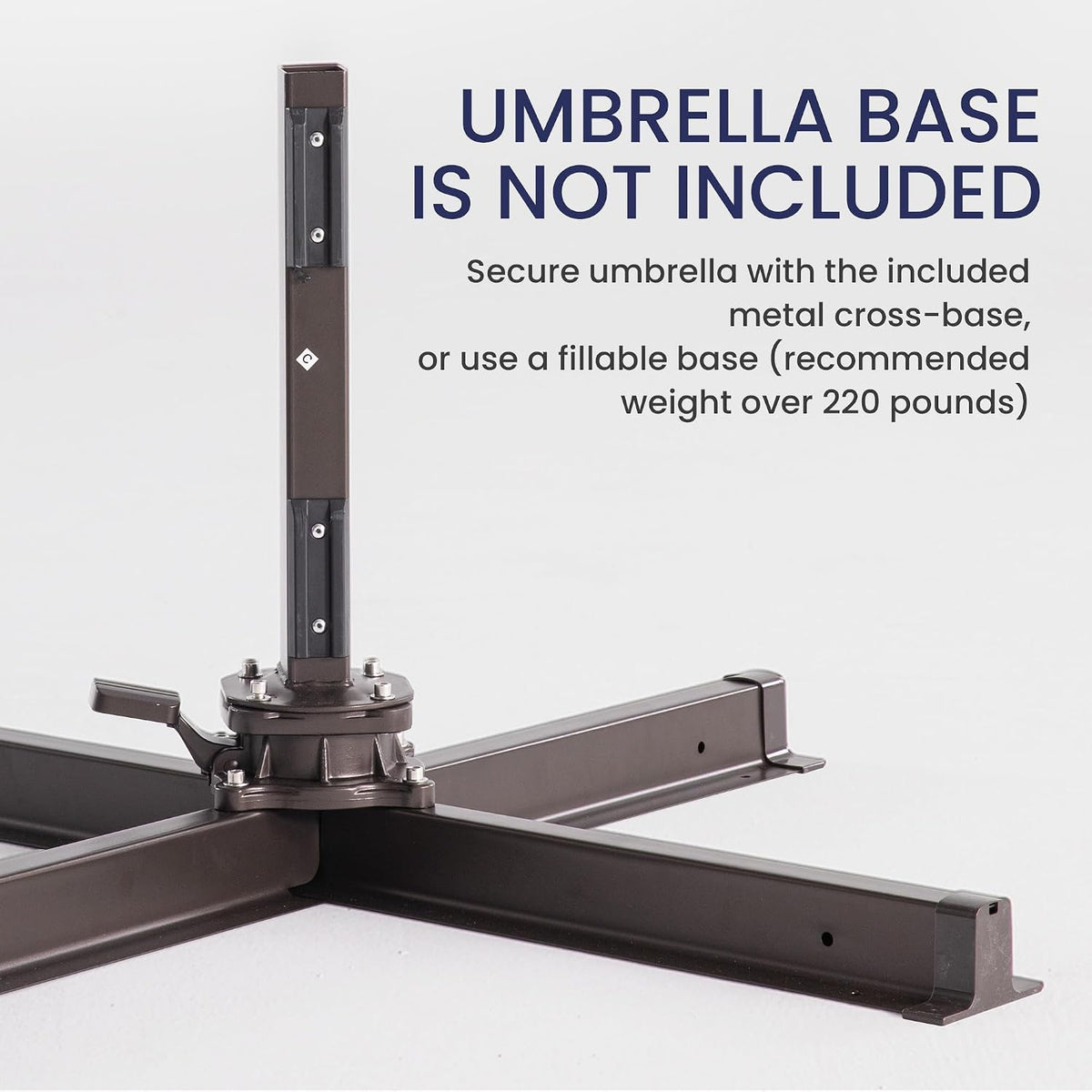 10x10 ft outdoor cantilever patio umbrella, navy shown in use