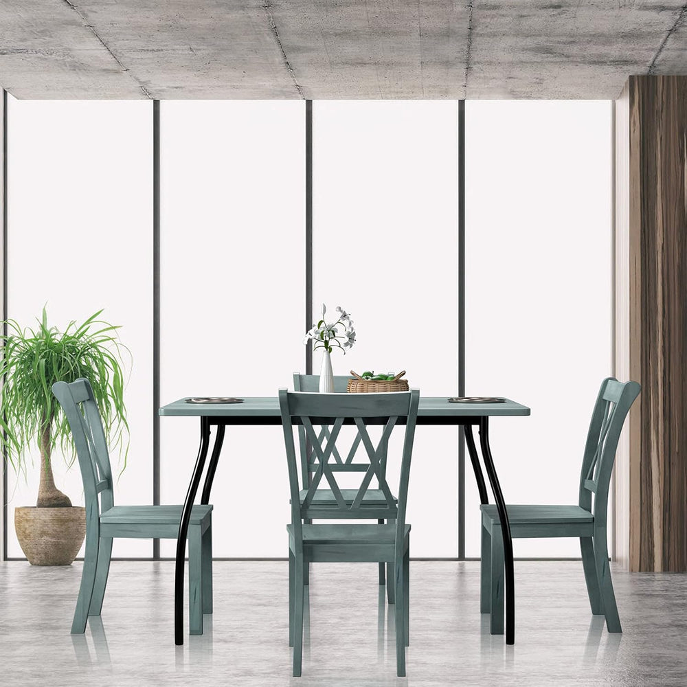 GIANTEX Set of 4 Dining Chairs, Rubber Wood Dining Room Chair, Farmhouse Dini...