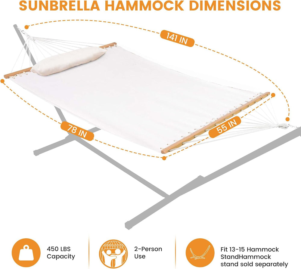 Lazy Daze 12 FT Sunbrella Fabric Hammock, Non-Fading Double Outdoor Hammock
