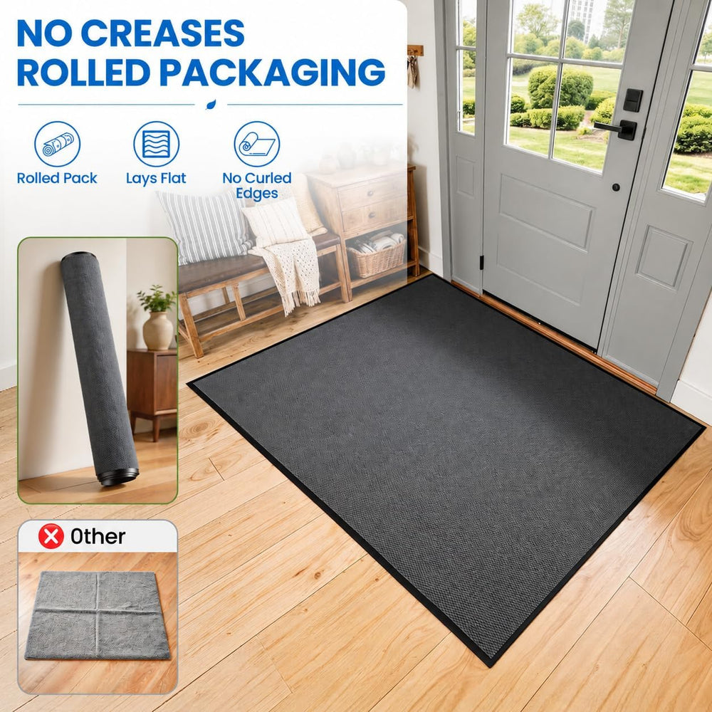 Front Door Mat Outside Entrance, Heavy Duty Non Slip Doormat, Dark Grey