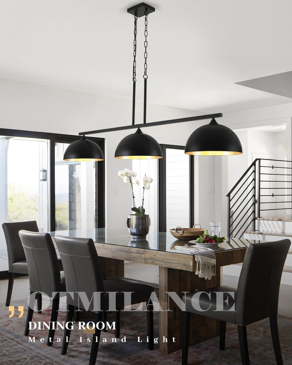 3-Light Island Light for Kitchen, Farmhouse Industrial Dining Room Light Fixt...