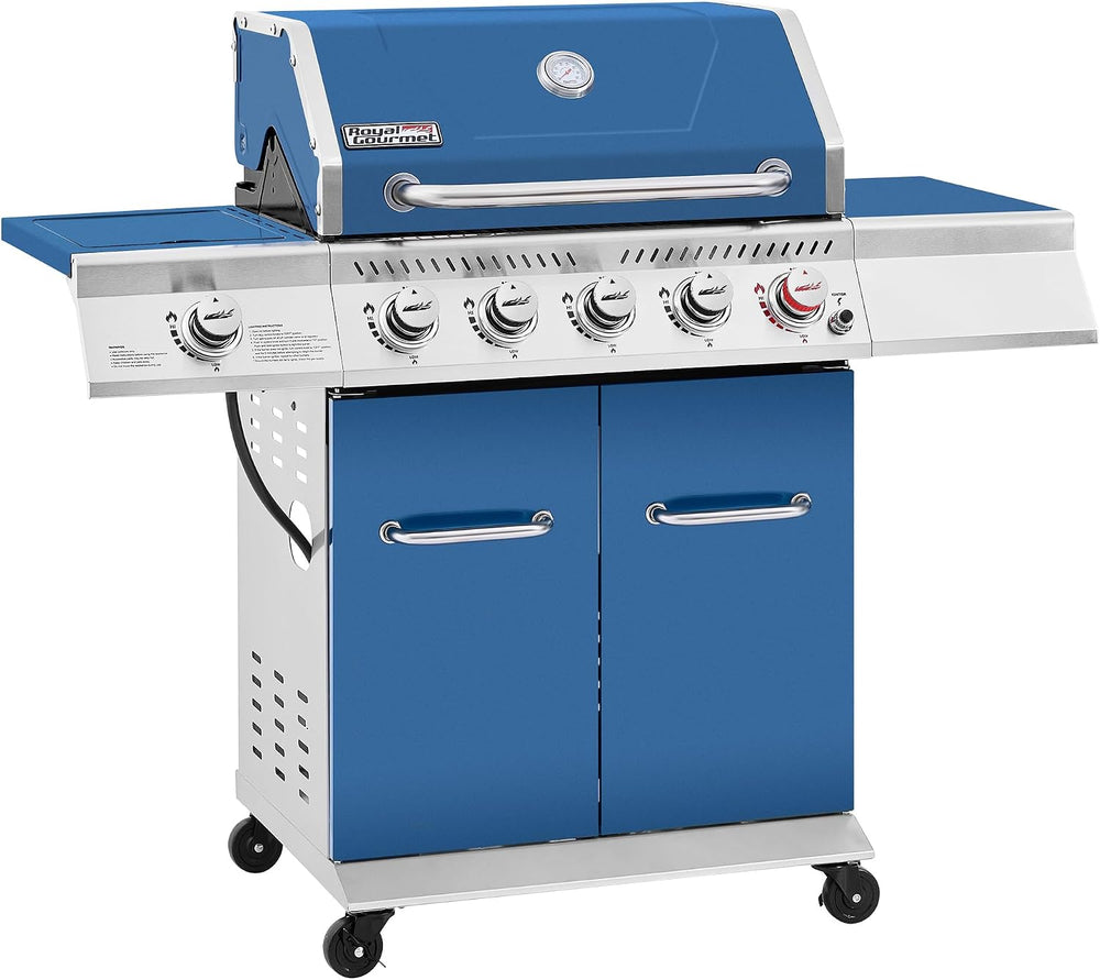 Royal Gourmet GA5403B 5 Burner Propane Gas Grill with Side Burner, Blue