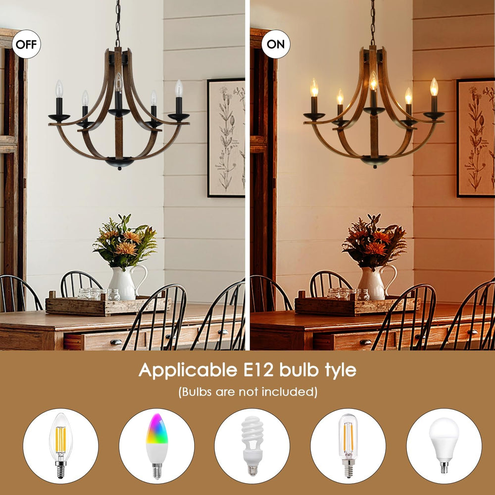 LAMPKEDUO Farmhouse Chandeliers for Dining Room Light Fixture, 5-Light 24 inc...