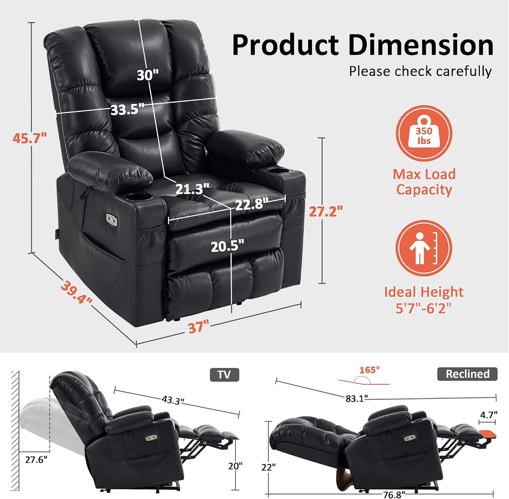 MCombo 3 Motor Large Power Lift Recliner for Elderly, Massage & Heat, 7634