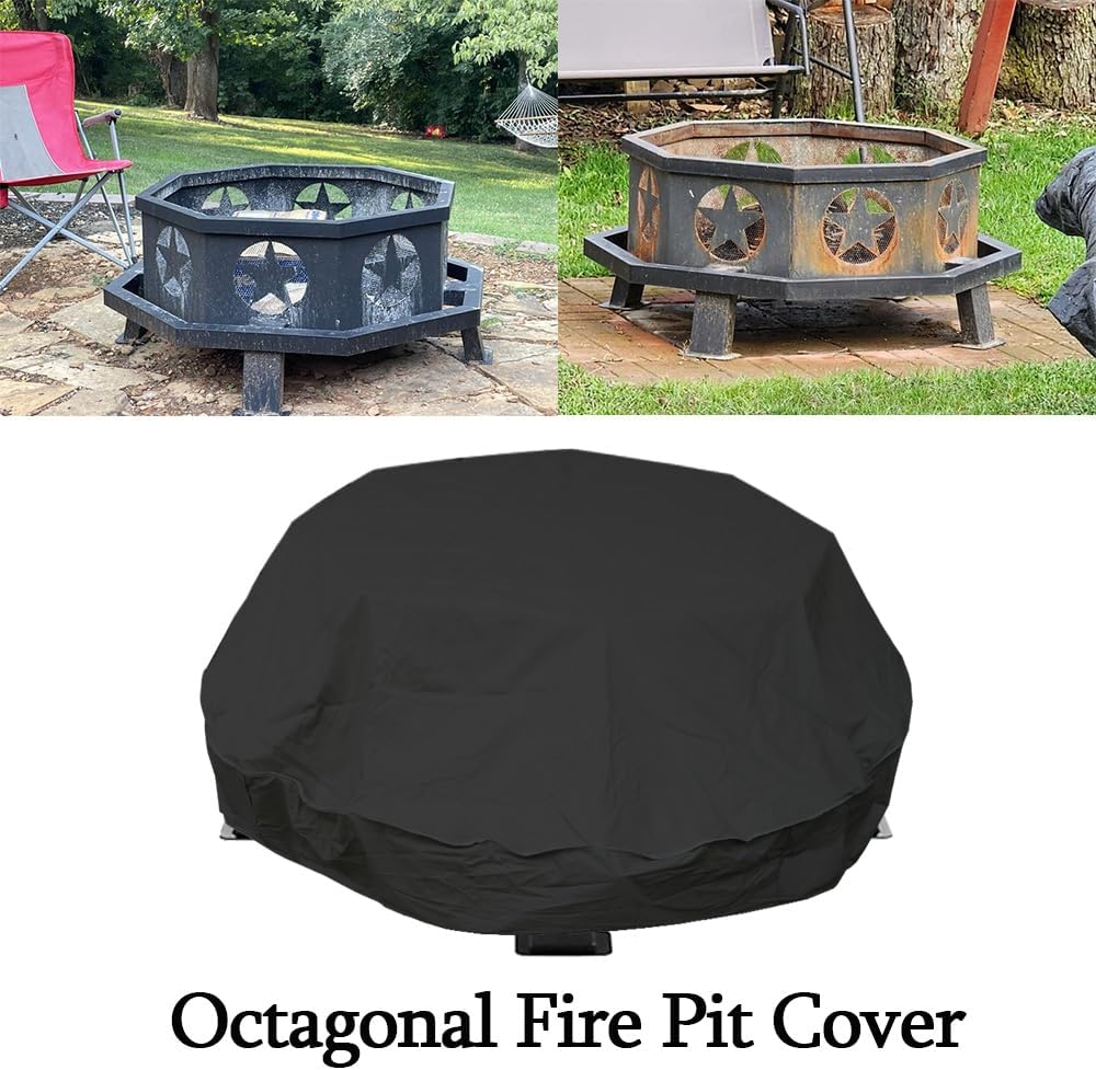 Octagonal Fire Pit Cover Waterproof Heavy Duty Outdoor Patio
