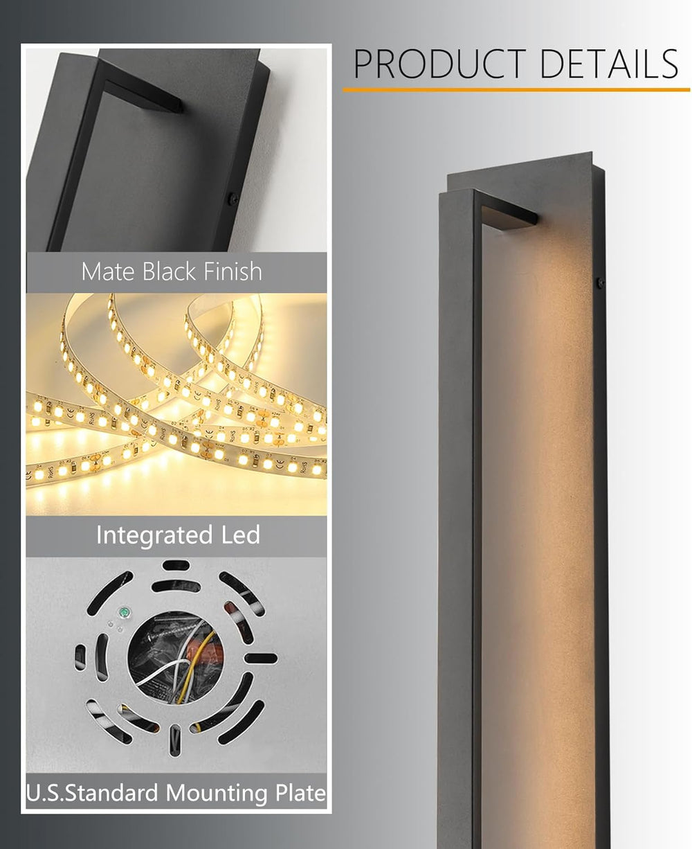 47.2 inch Long Modern Outdoor LED Wall Lights, Black Led Porch Light Wall Mou...