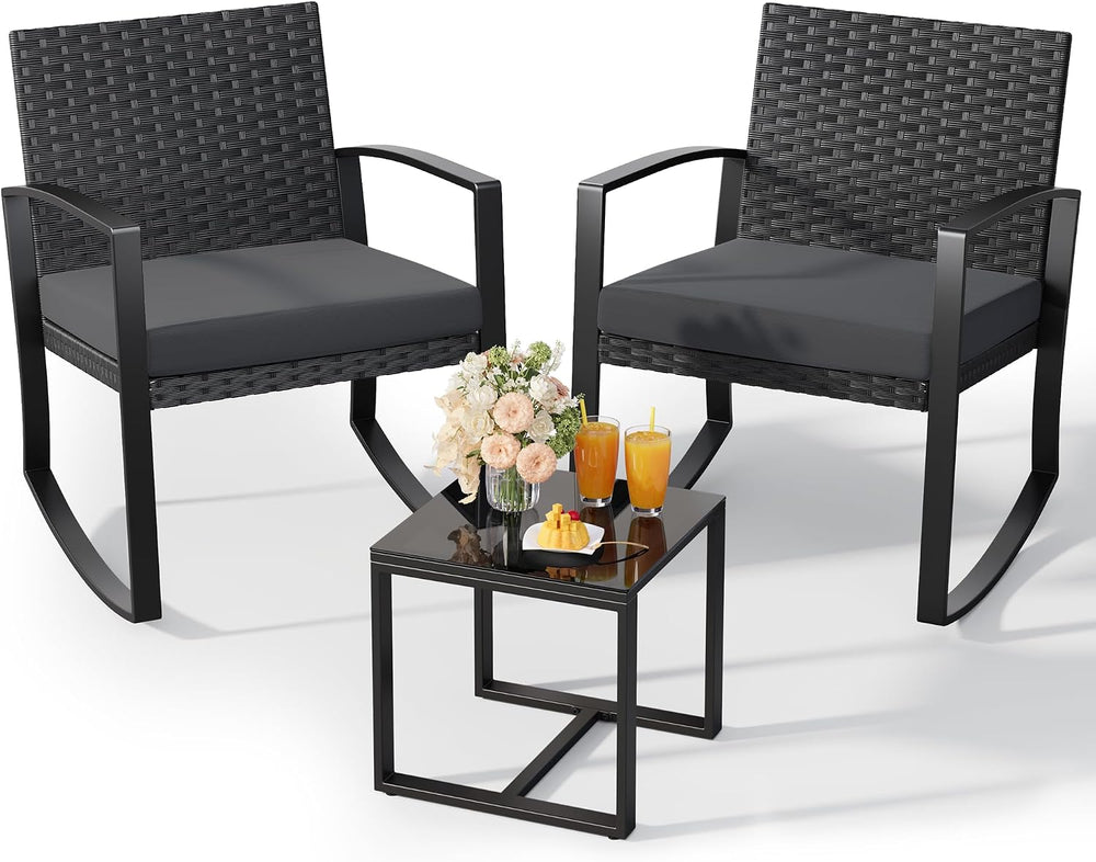 Qsun 3 Pieces Patio Furniture Set Rocking Bistro Set, Outdoor Patio Furniture...