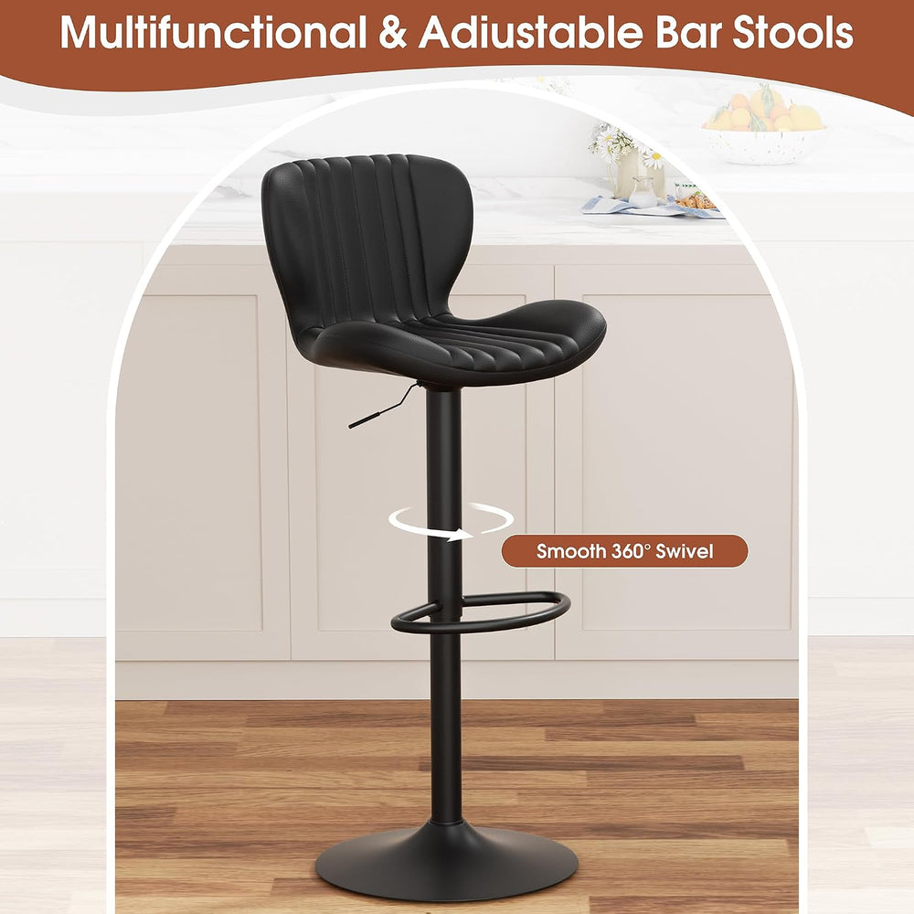 JAMFLY Bar Stools Set of 2, Leather Adjustable Barstools Counter Height Moder...
