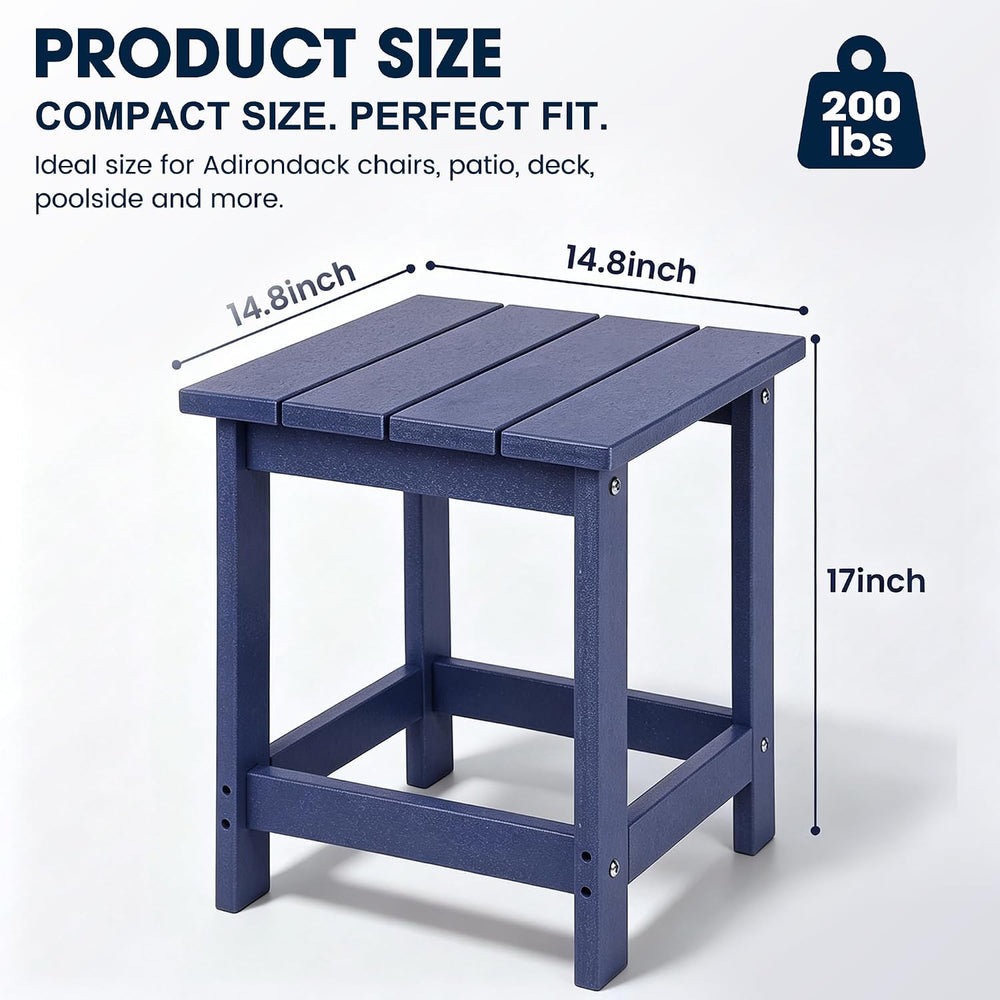 LZRS Patio Side Table, Heavy Duty HDPE Outdoor End Table with Wood Texture, W...