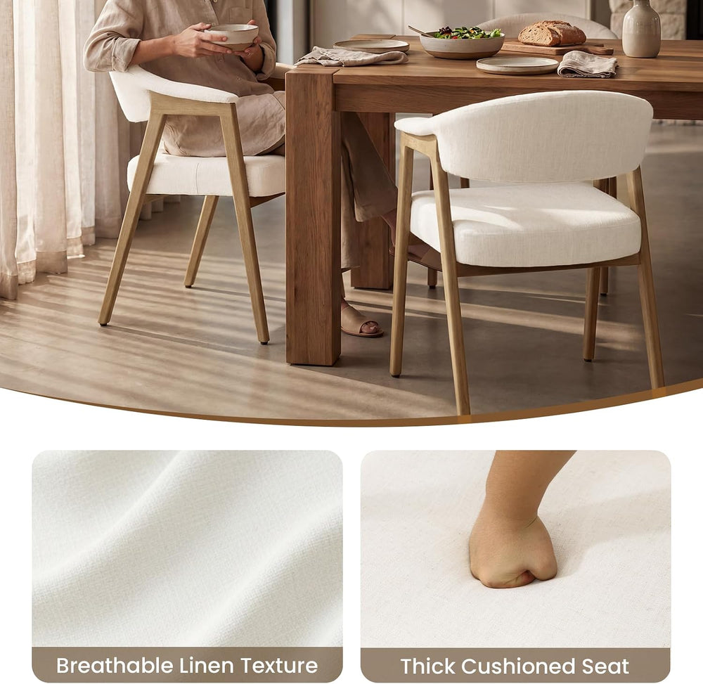 CIMOTA Upholstered Dining Chairs with Arms Set of 6, Mid Century Modern Kitch...