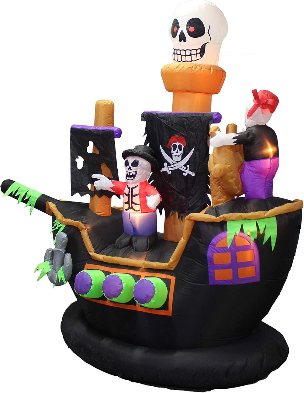 7 FT Halloween Inflatable Skeletons Ghosts on Pirate Ship
