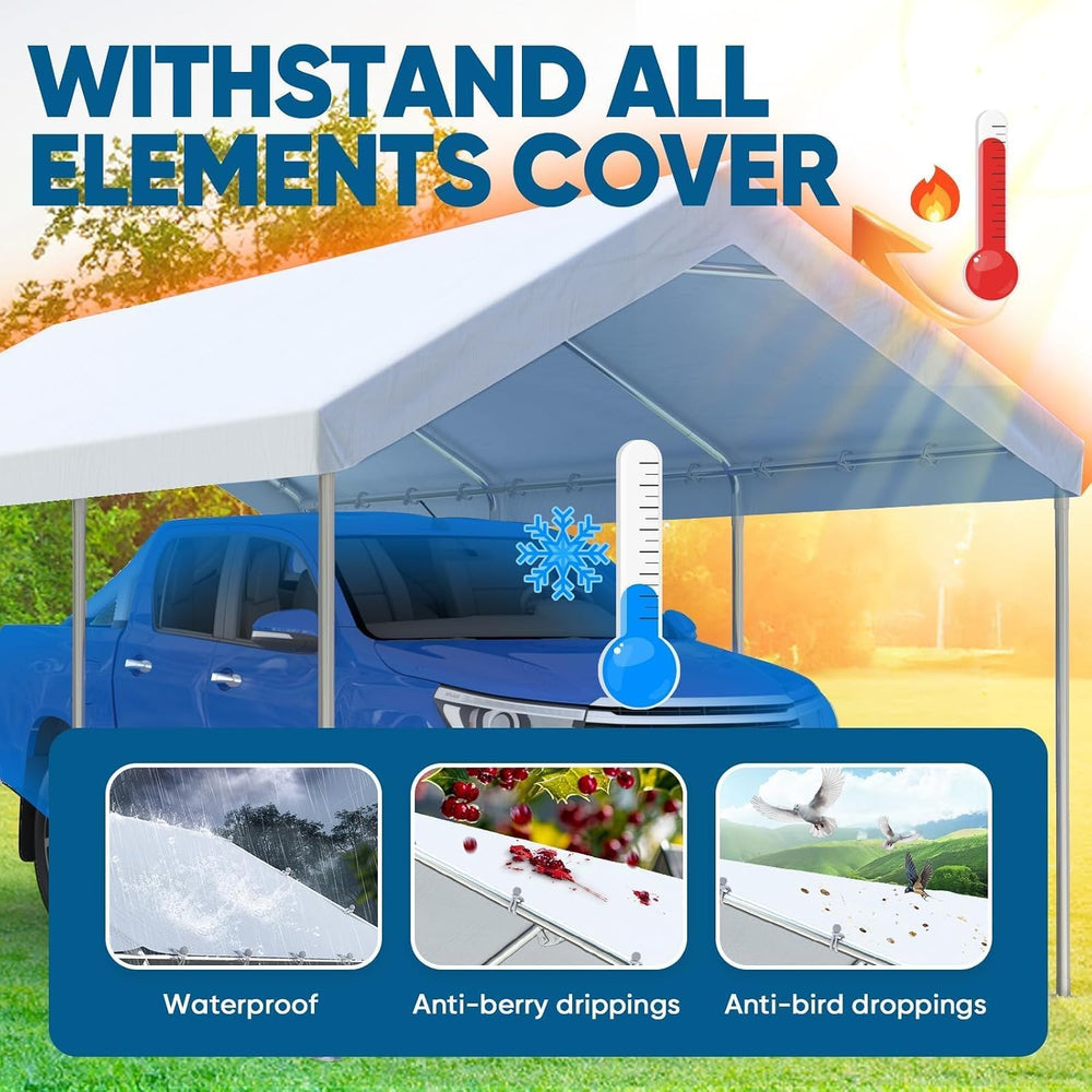 Quictent 10x20 ft Heavy Duty Carport Canopy Galvanized Car Tent Outdoor Garag...