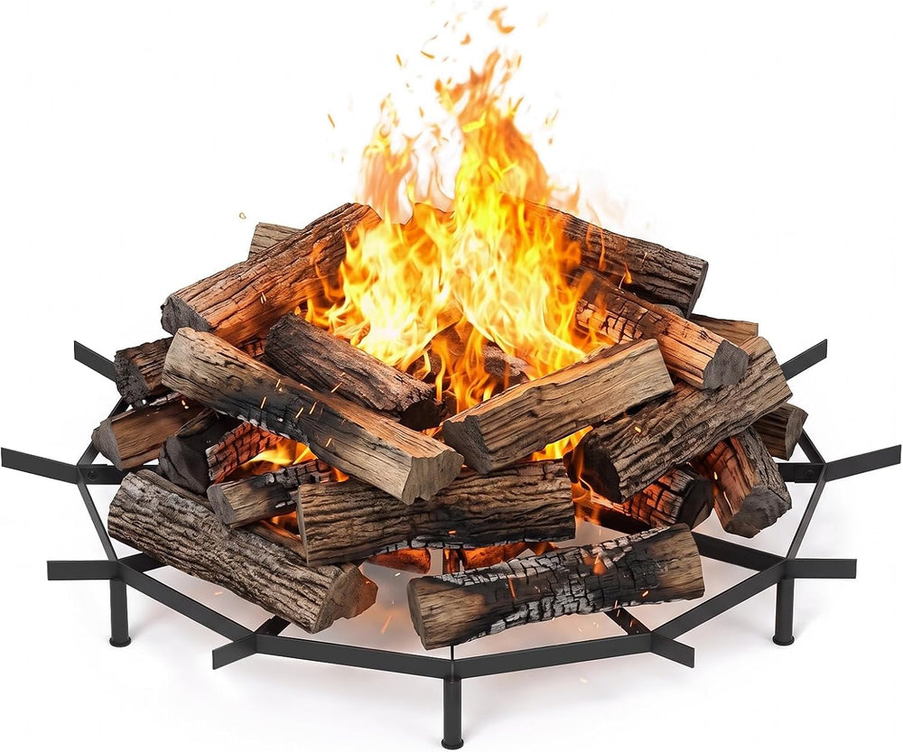 FireGrate 24-Inch Round Heavy-Duty Steel Fire Pit Grate, 9 Legs & 12 Bars